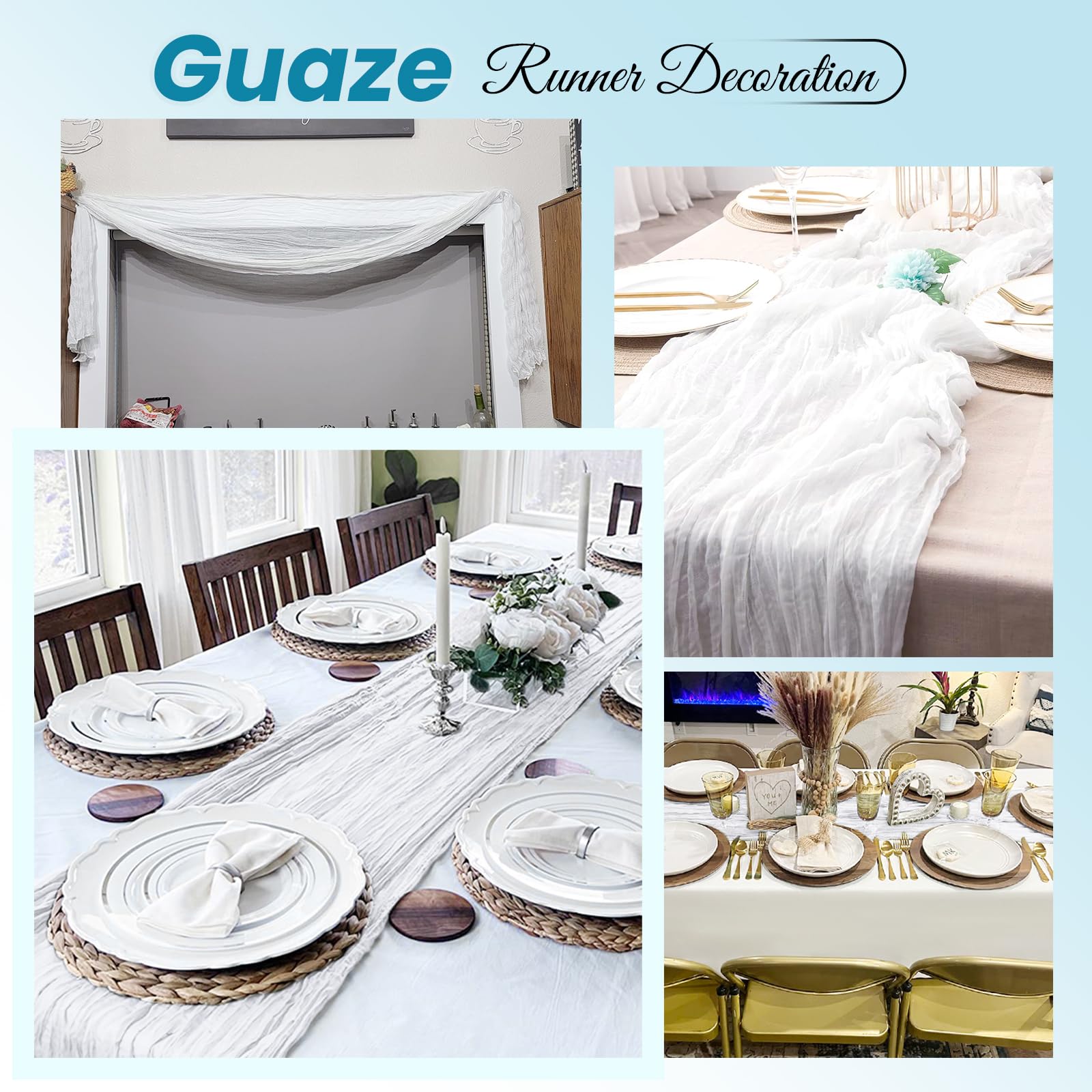 ACSUIT wedding decor runner paired with candles and florals