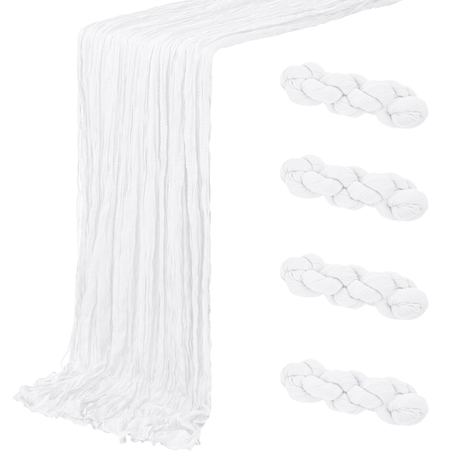 ACSUIT white cheesecloth table runner for elegant wedding table setup