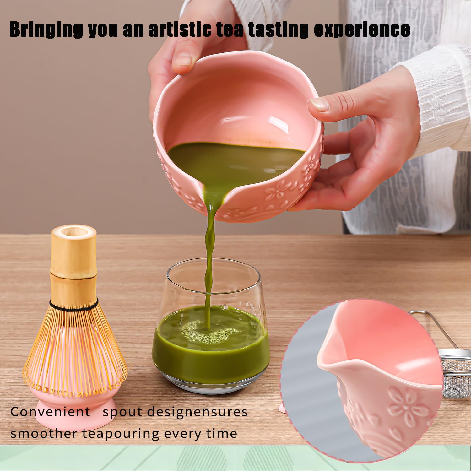 Actbaby Matcha Whisk Set bamboo scoop offers precise portioning and natural feel.
