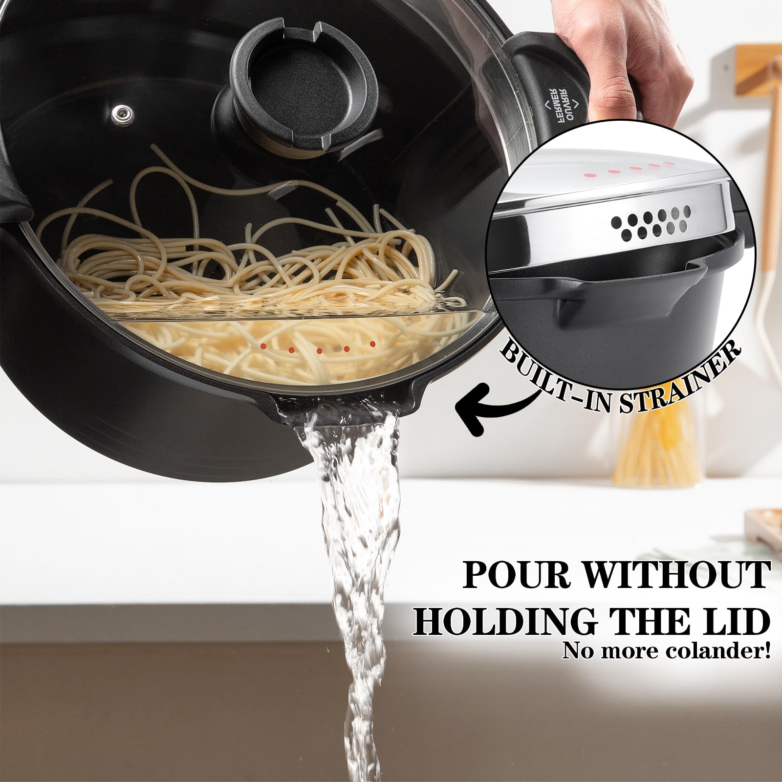 ACTIV CUISINE cast aluminum stockpot closeup highlights durable construction for everyday use.