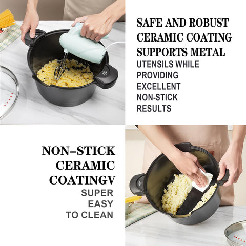 ACTIV CUISINE tempered glass lid lets you monitor progress while retaining heat.