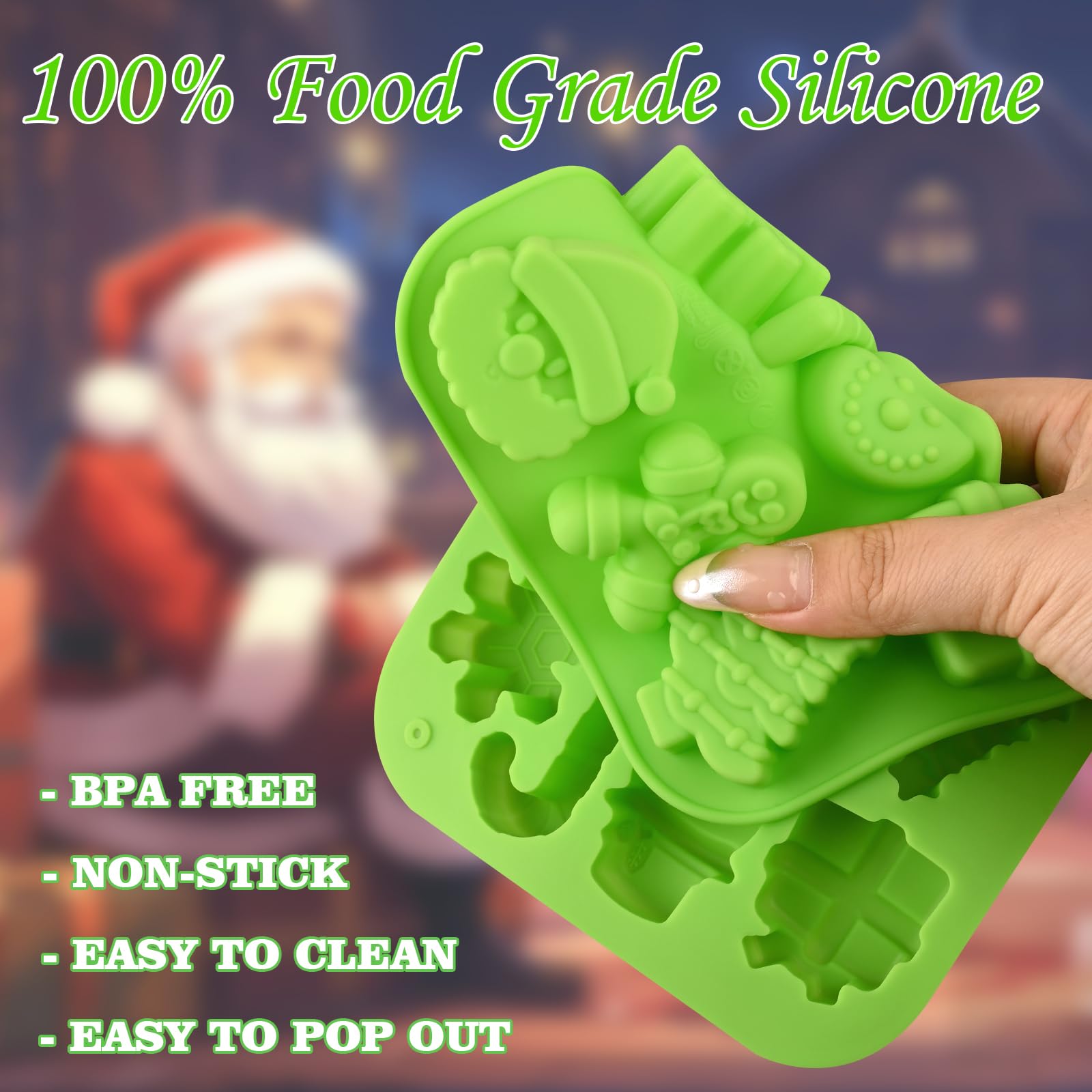 Actvty Santa Claus mold creates festive chocolates and candies with playful shapes.
