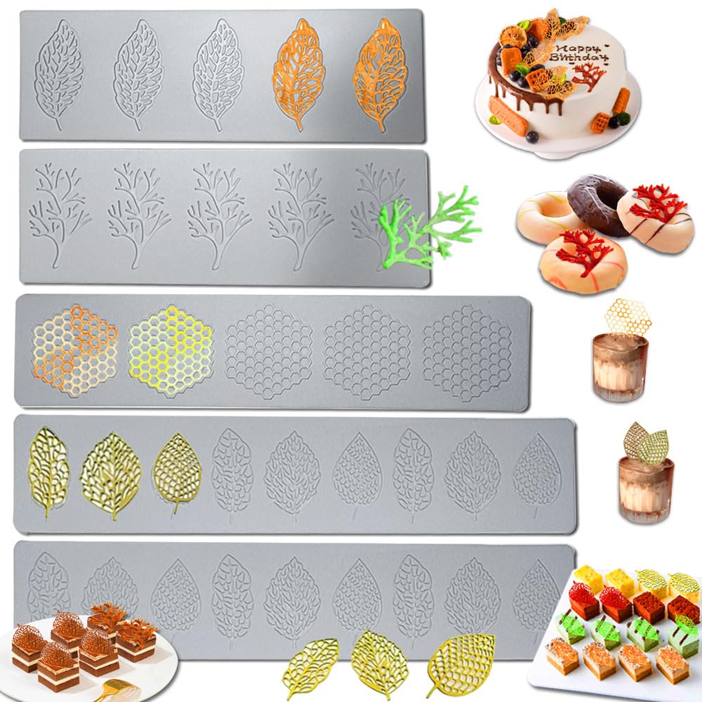 Acxydm leaf molds silicone set creates realistic leaf decorations for desserts.