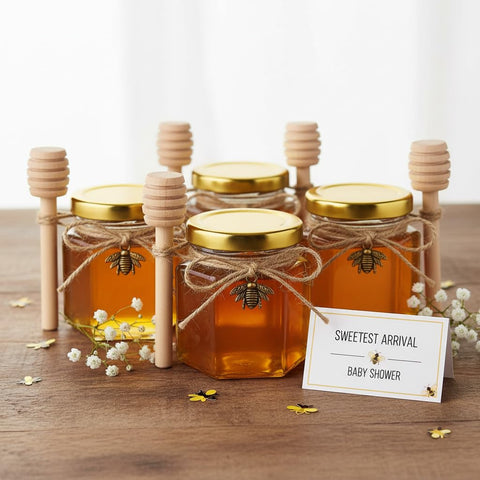 Adabocute gold lid on hive-inspired honey jar