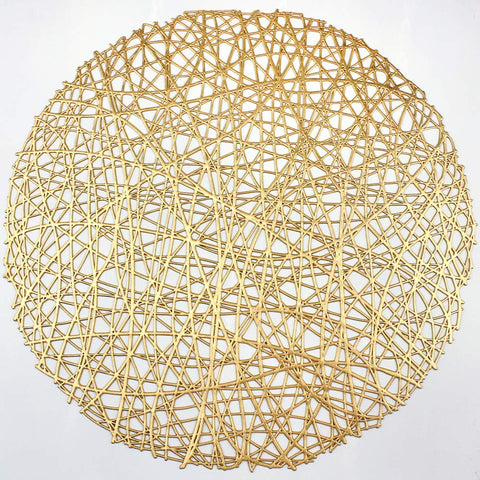 AdasBridal gold round placemats with metallic glow protect surfaces during meals.