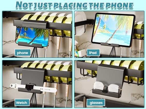 ADBIU two-tier rack keeps plates, bowls, and utensils organized.