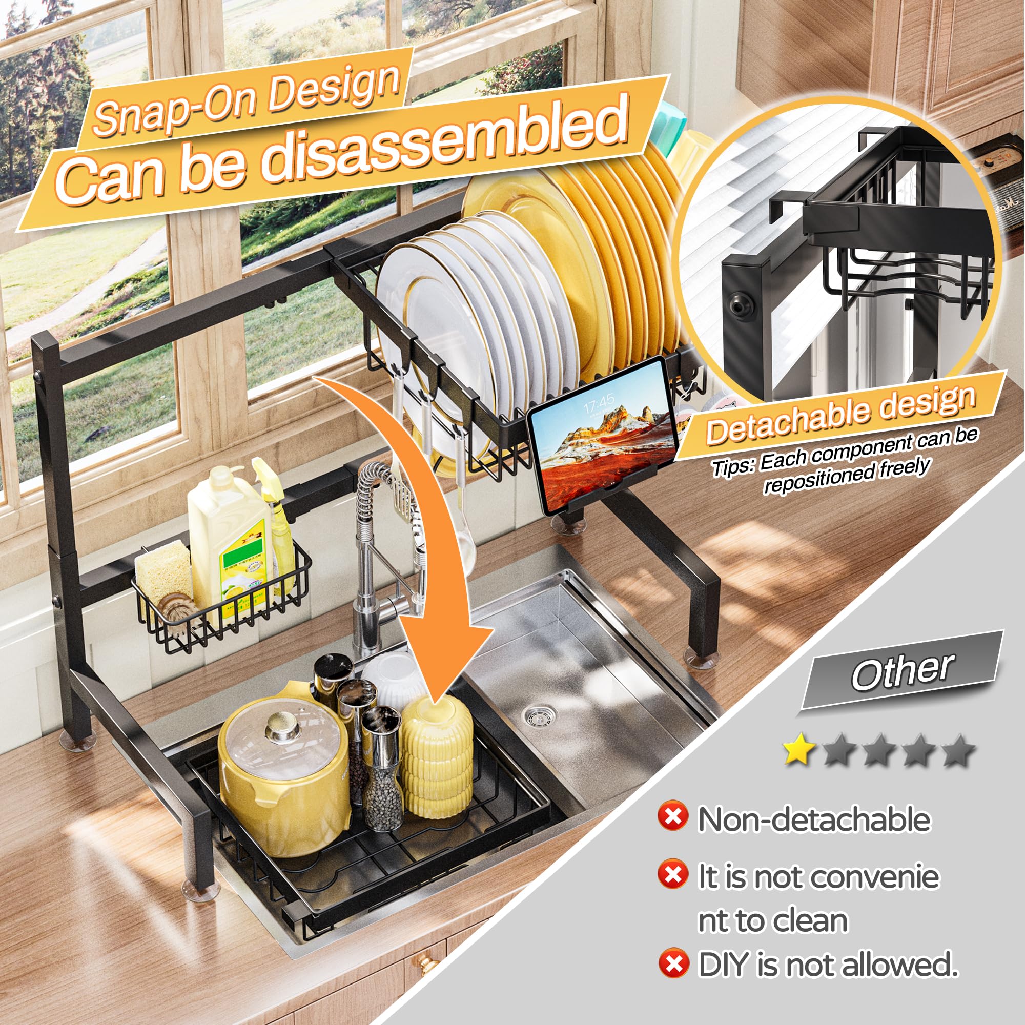 ADBIU extendable length from 22.6 to 35.5 inches for larger sinks.