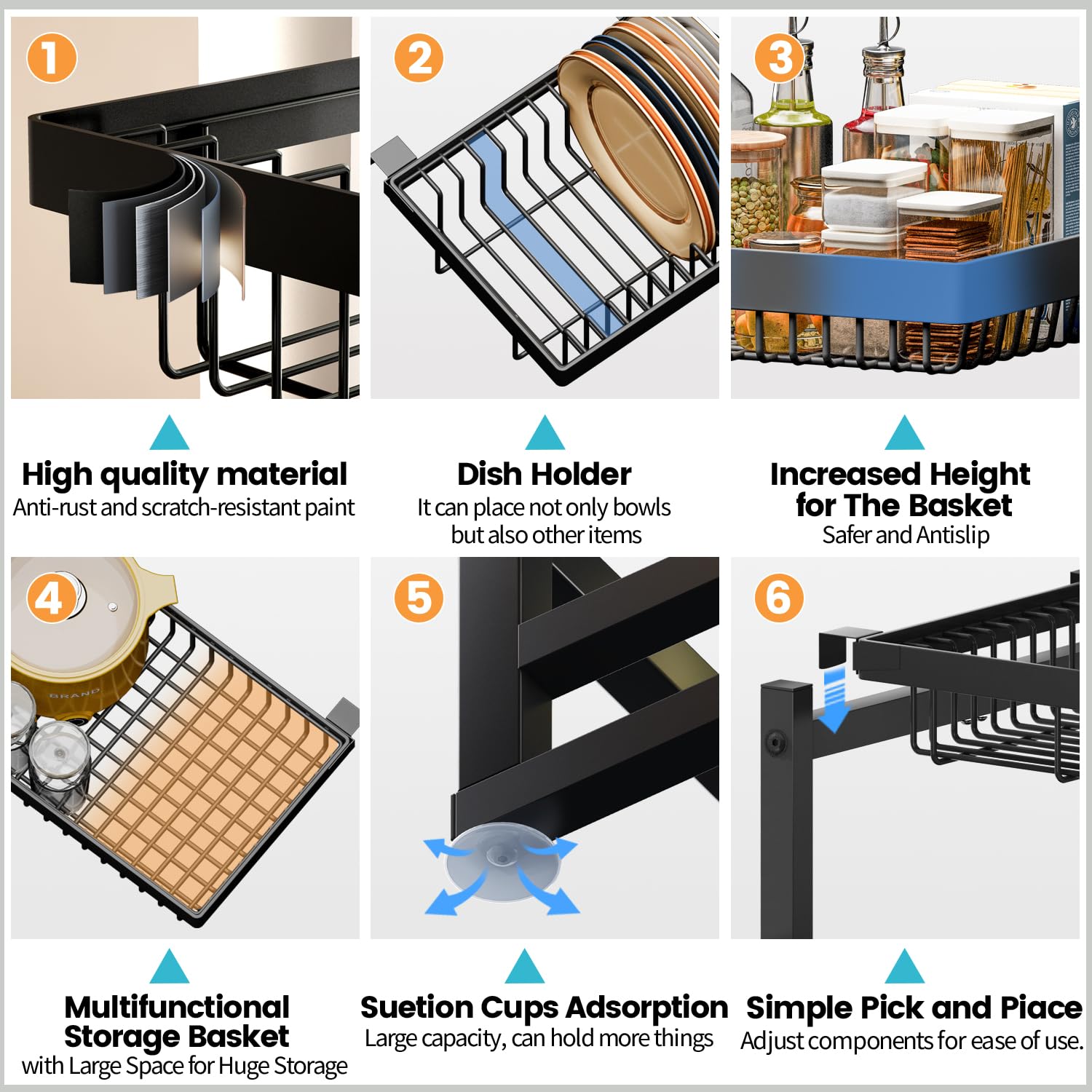 ADBIU over-sink dish rack two-tier layout doubles drying space.
