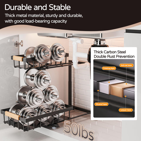 ADBIU Under Sink Organizer ideal for kitchen and bathroom storage and organization