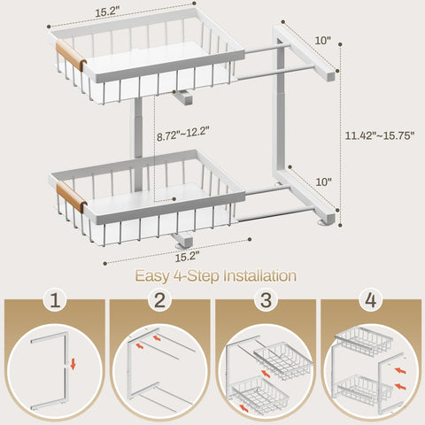 ADBIU umbrella-expansion height design allows easy 4-height adjustments for varying cabinet depths.