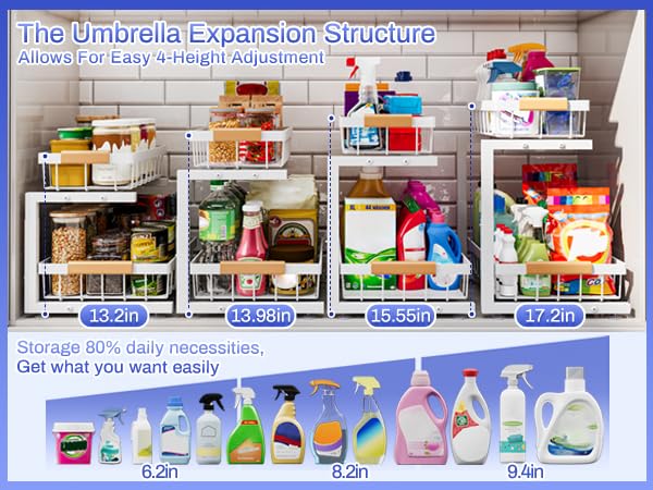 ADBIU white large organizer blends with cabinetry and maximizes space.