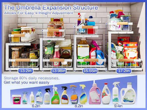 ADBIU white large organizer blends with cabinetry and maximizes space.