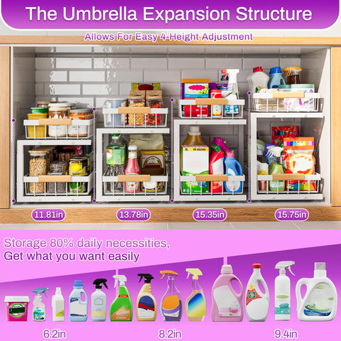 ADBIU white XL under-sink organizer fits neatly under most sinks for organized storage.