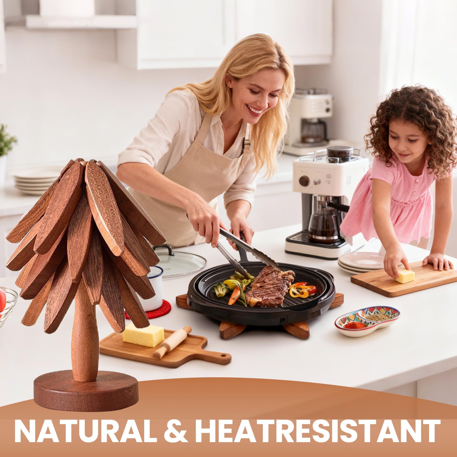 ADDSSFUBAO multi-use trivet accommodates cups, bowls, teapots on glass, marble, or wood.