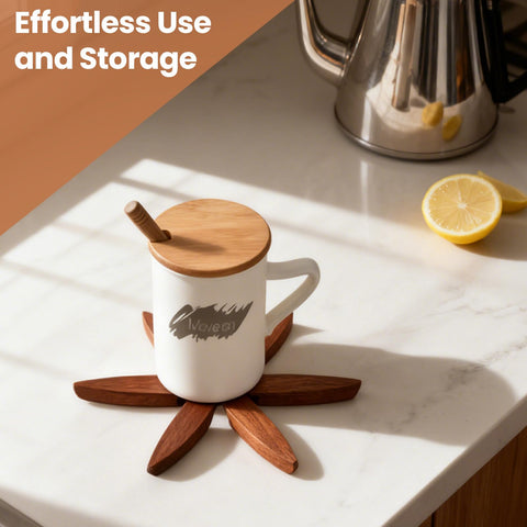 ADDSSFUBAO wooden trivet doubles as coaster and heat-insulation mat.