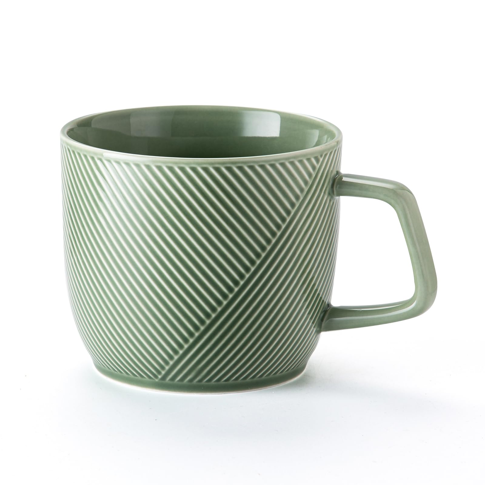 Adewnest 32oz green mug with handle closeup for microwave reheating.