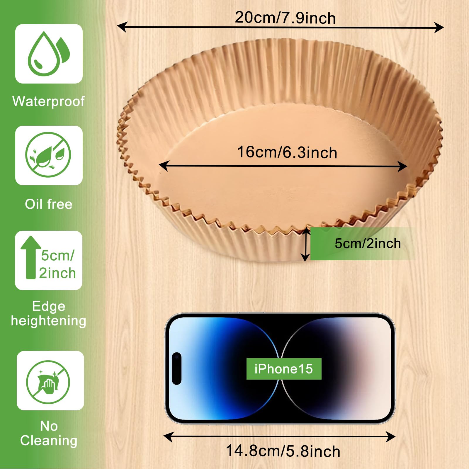 Adhjito non-stick parchment for air fryer, effortless food release.