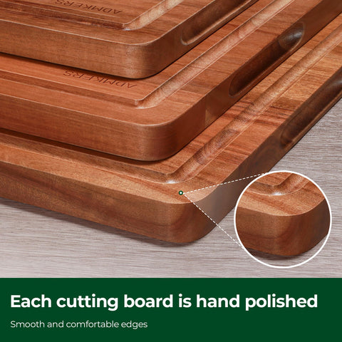 ADMKERS acacia cutting board dual sided with juice chute for mess-free prep