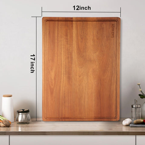 ADMKERS acacia cutting board with juice groove to catch liquids