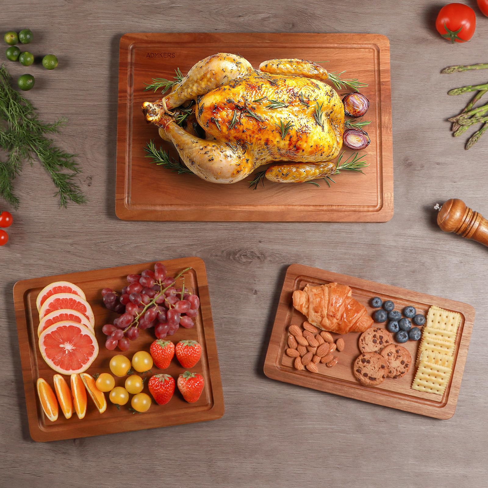 ADMKERS acacia cutting board set storage idea for countertop organization