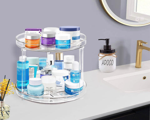 Adoco 2-Tier Lazy Susan countertop organizer, ideal for spices and jars.