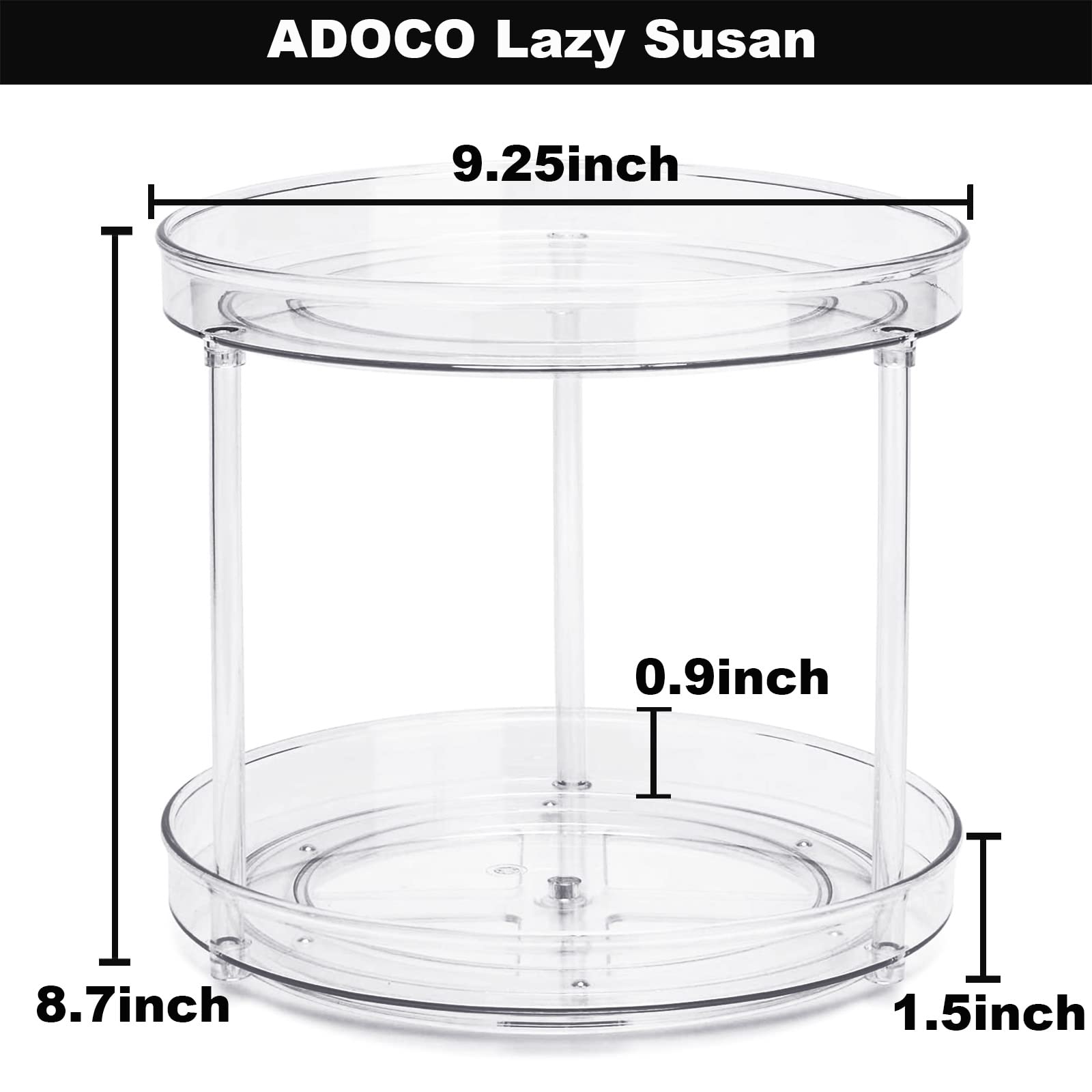 Adoco bathroom countertop organization clear turntable keeps items visible.