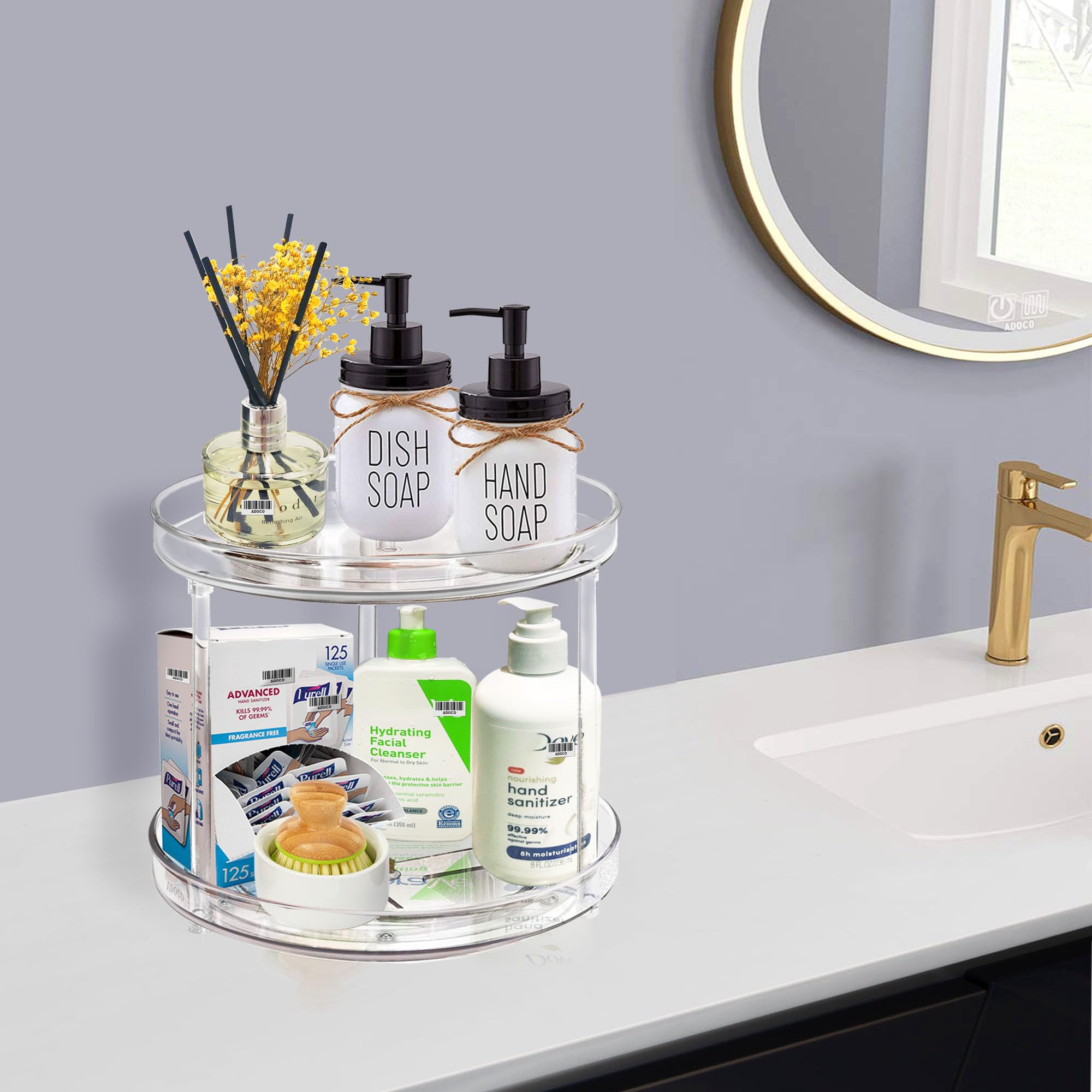 Adoco medicine bottle organizer two-tier to save cabinet space.