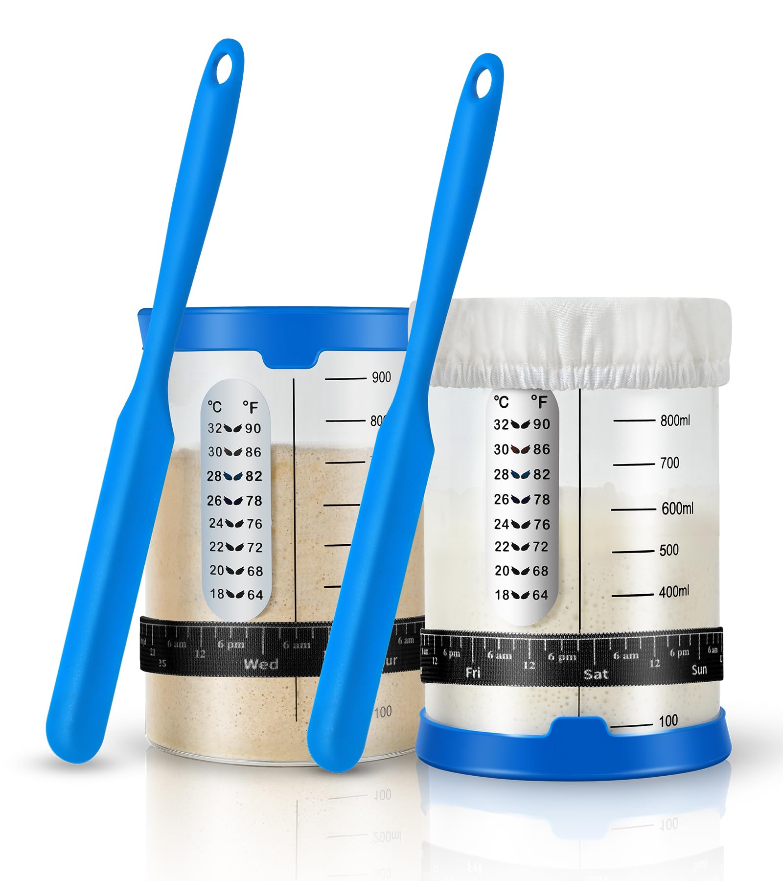 Adodeen sourdough starter jar 34oz wide-mouth with lid for easy feeding