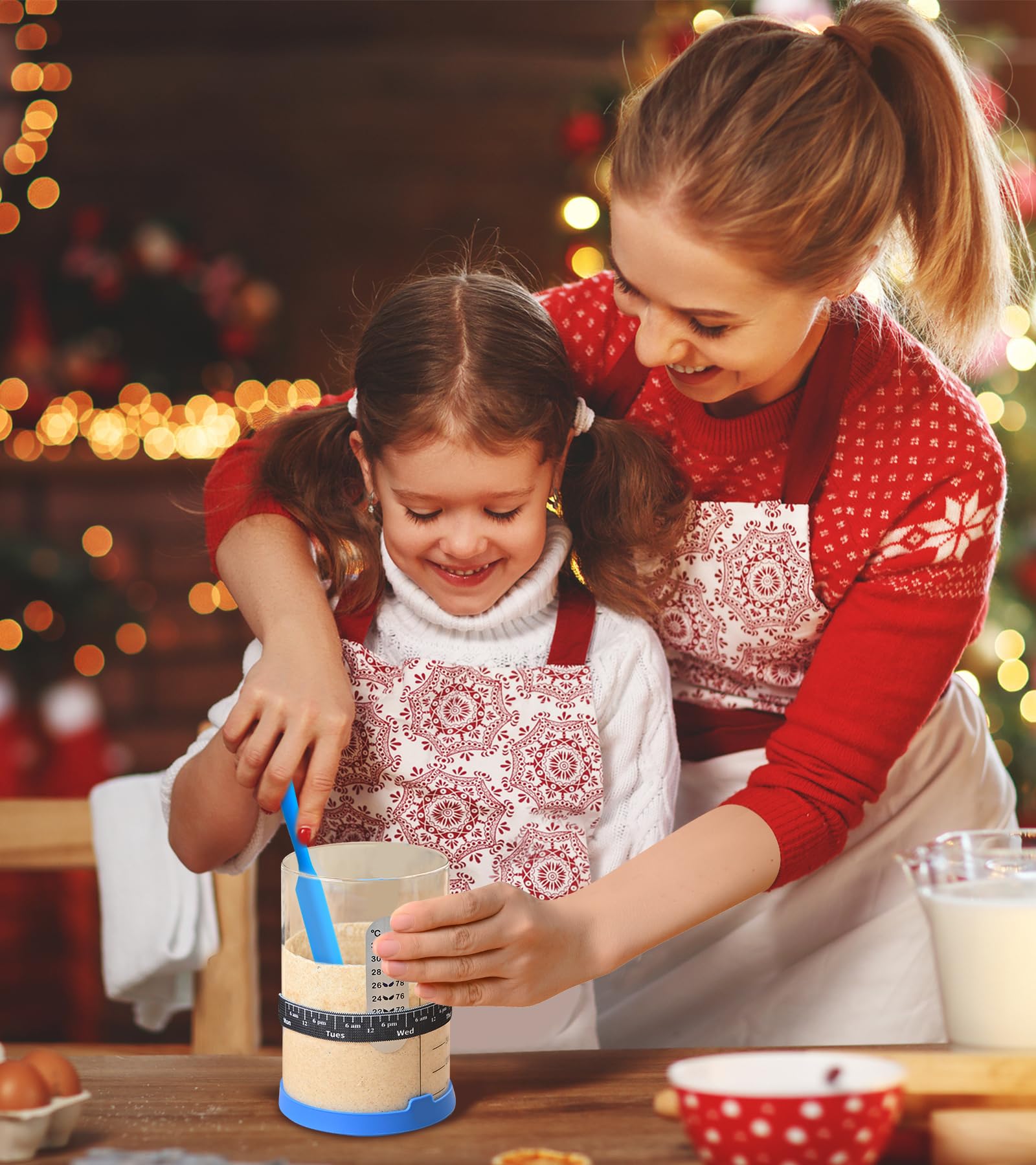 Adodeen sourdough starter kit components arranged for beginners