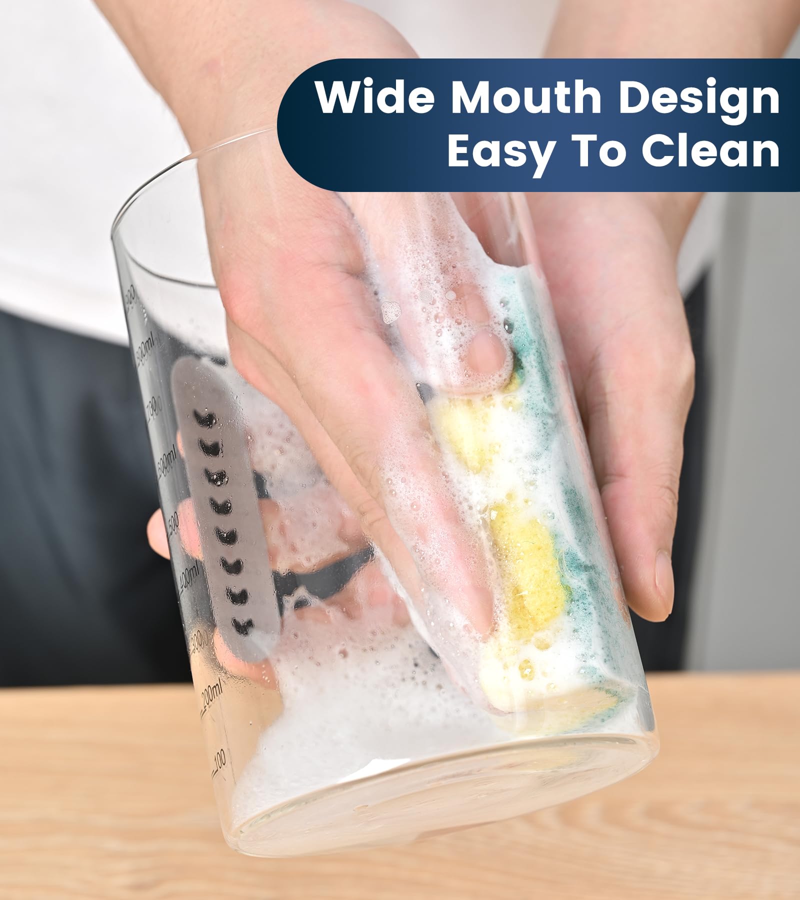 Wide mouth opening enables easy feeding and thorough washing