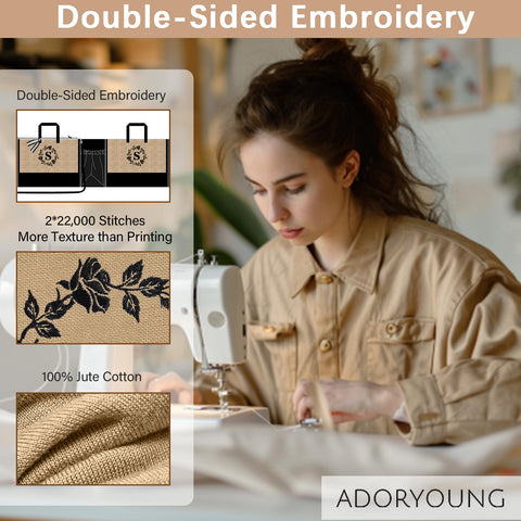 Adoryoung initial embroidery detail on both sides adds texture and premium feel.