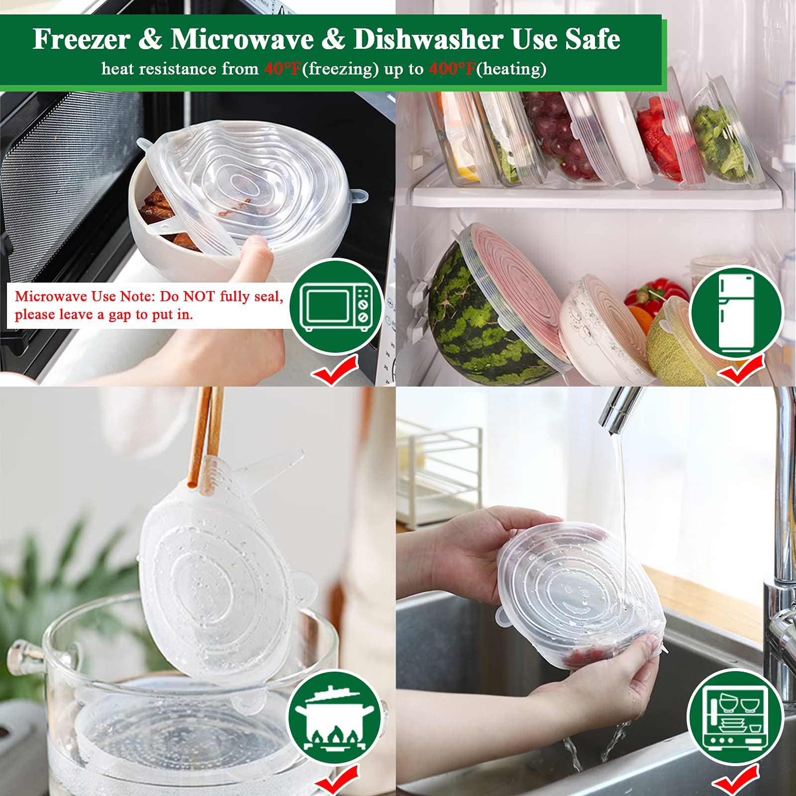 Adpartner silicone lids fridge-safe stretch keeps food covered in the fridge