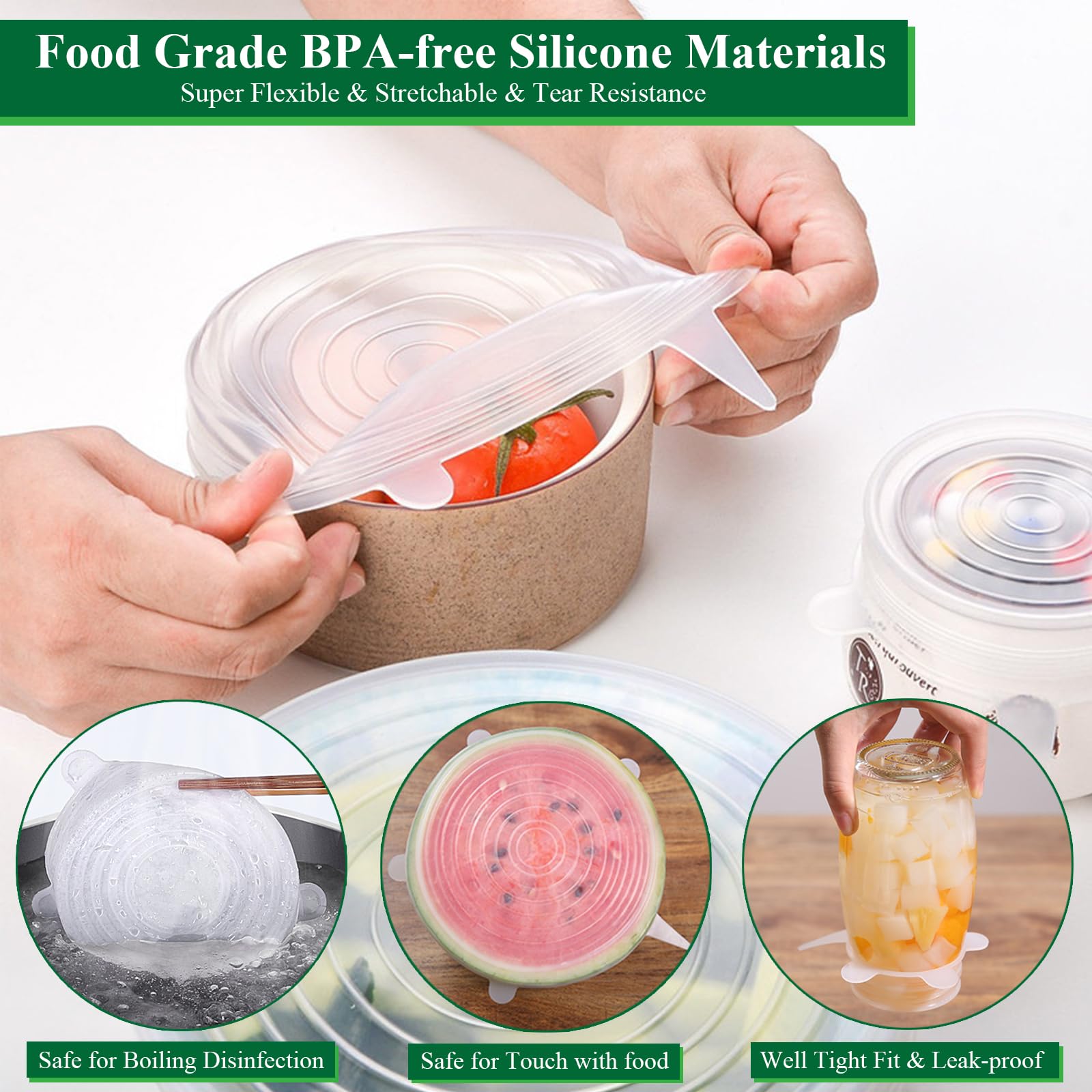 Adpartner silicone lids jar-cover stretch preserves contents in jars