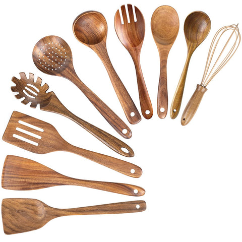 ADT AIUHI serving spoons with stylish natural finish.
