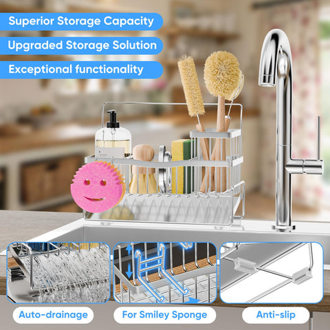 Adurei smiley sponge holder adds playful organization on the counter.