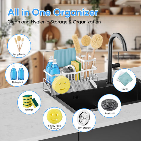 Adurei towel bar and divider keep a neat kitchen workspace.