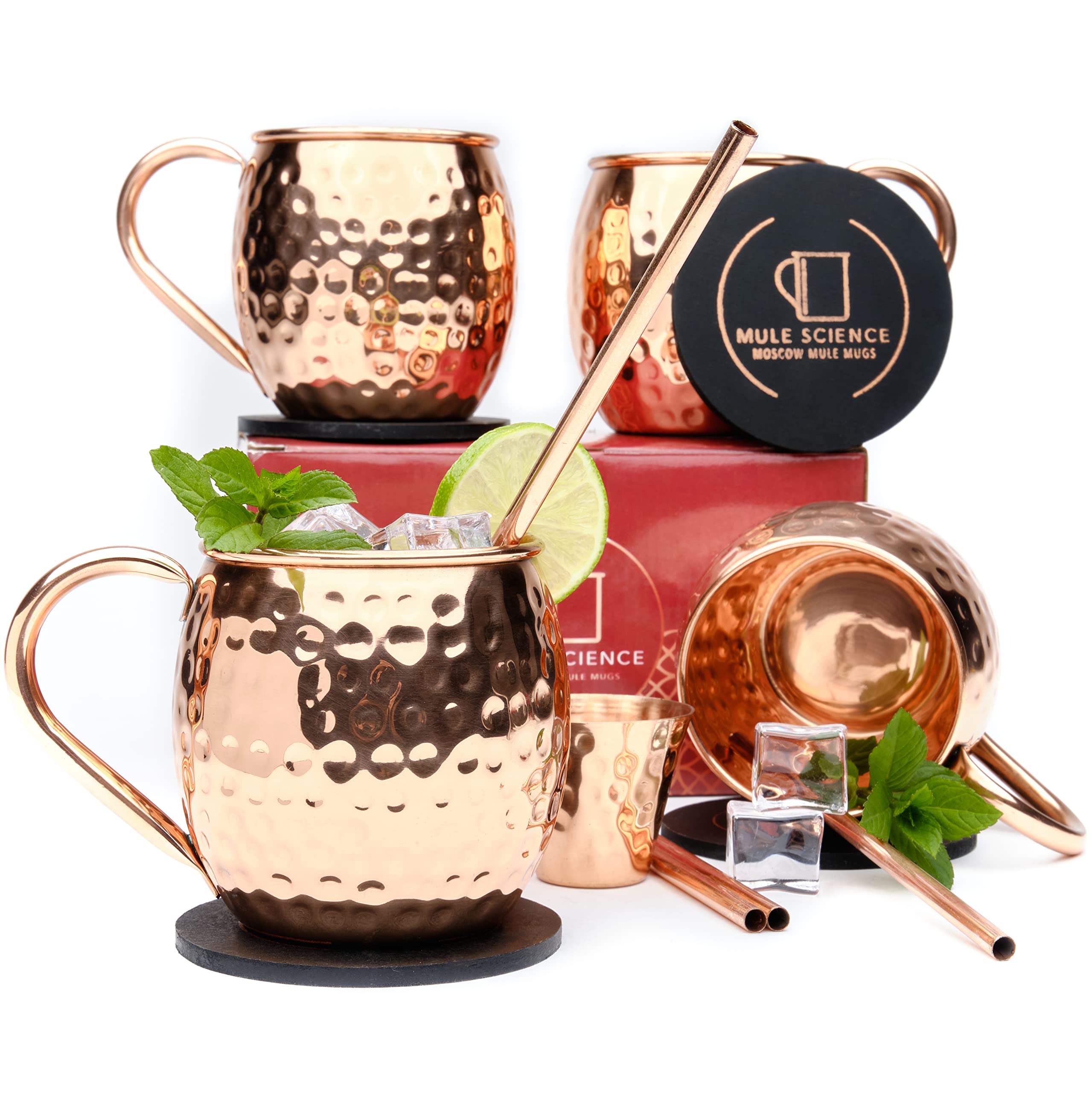 Advanced Mixology Mule Science handwash instruction card guides long-lasting copper mugs.