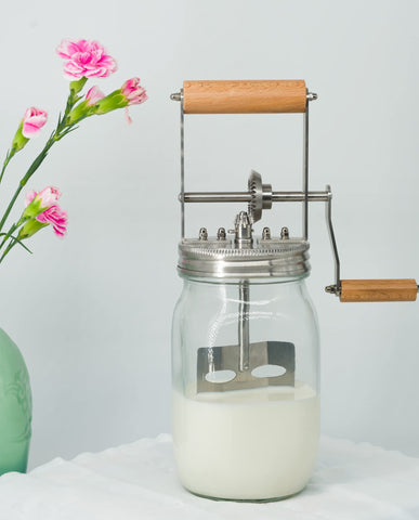 Aeaker family kitchen setup for DIY butter and cooking fun