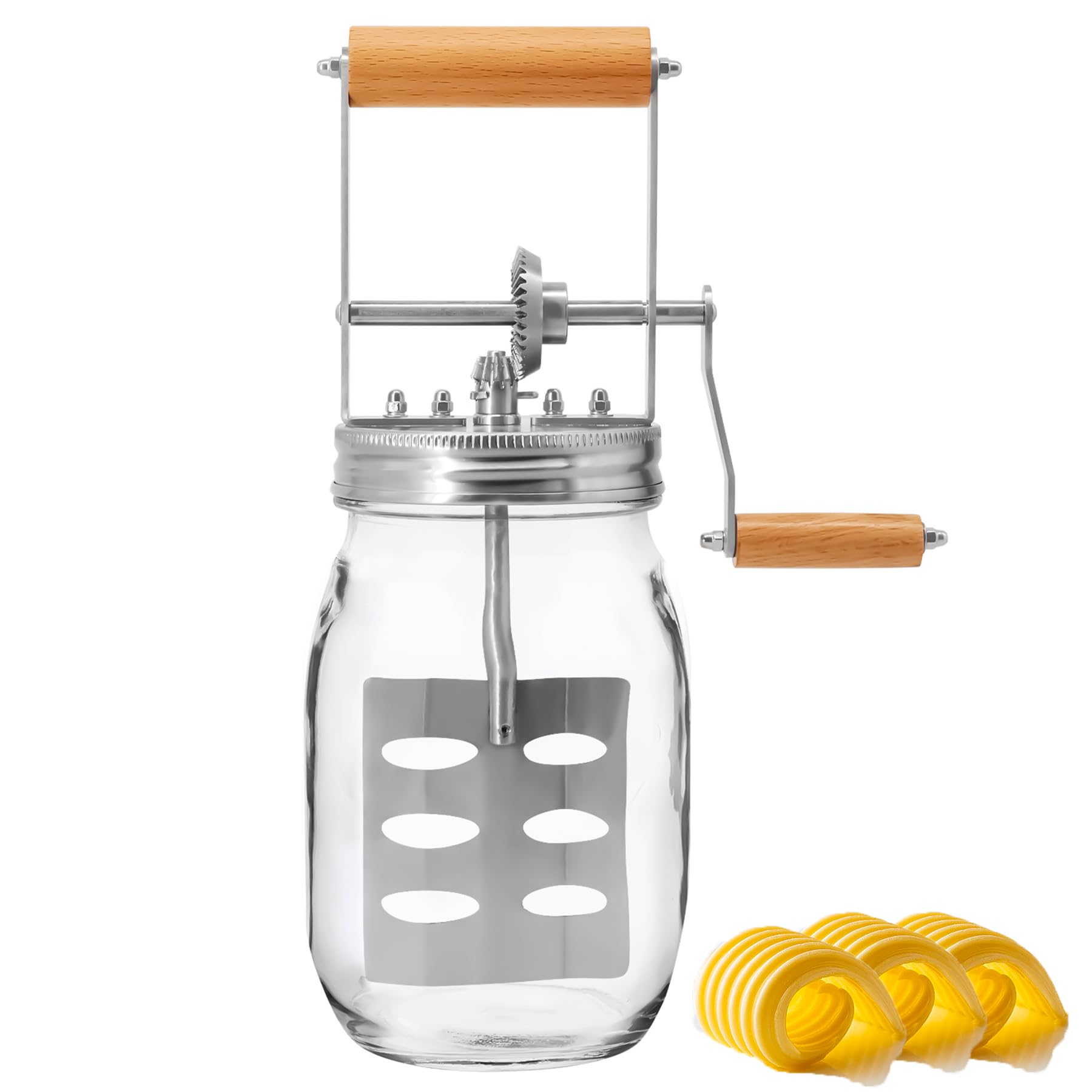 Aeaker Butter Churner glass jar ready for quick, fresh butter at home