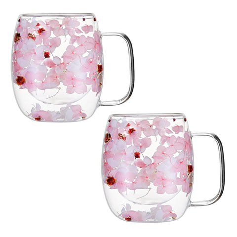 AecveXong pink hydrangea 3D flower mug with insulated design