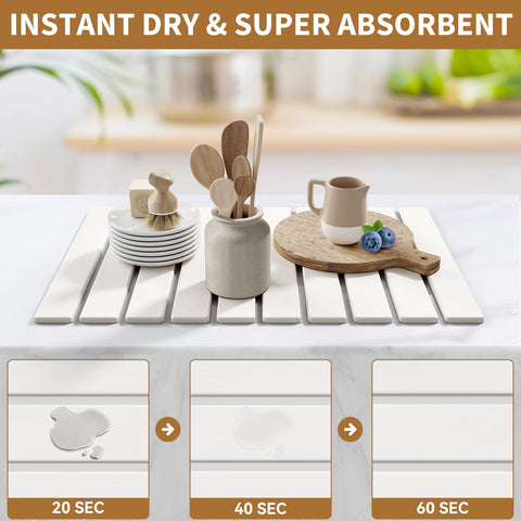 AEFLM foldable drying mat rolled for compact storage in a drawer or cabinet.