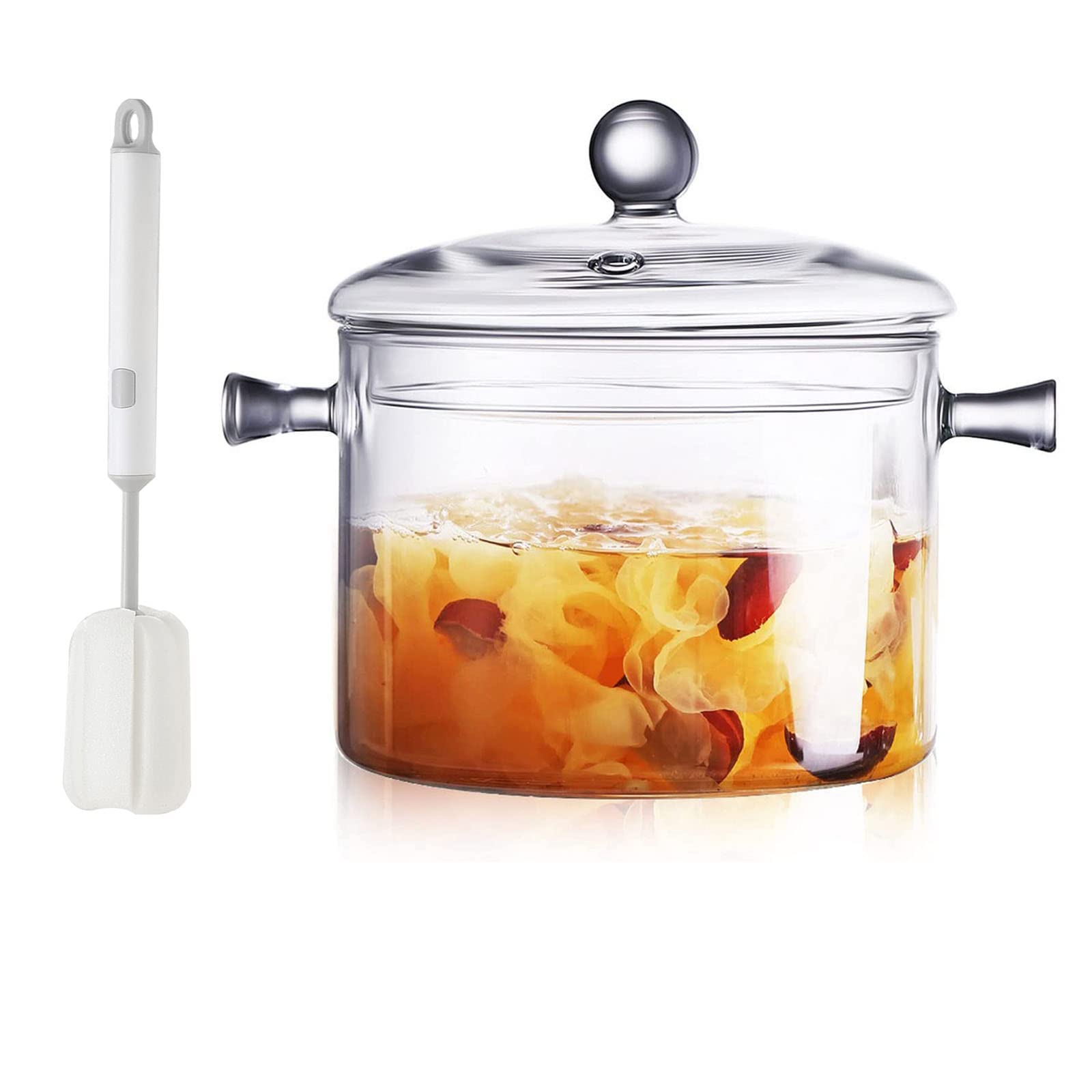AEFPOYMXU clear glass simmer pot ideal for gentle simmering and flavor infusion.