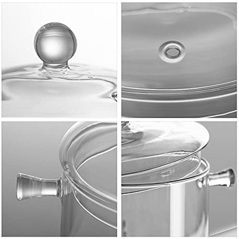 AEFPOYMXU heat-resistant glass pot suitable for stovetop and oven use.