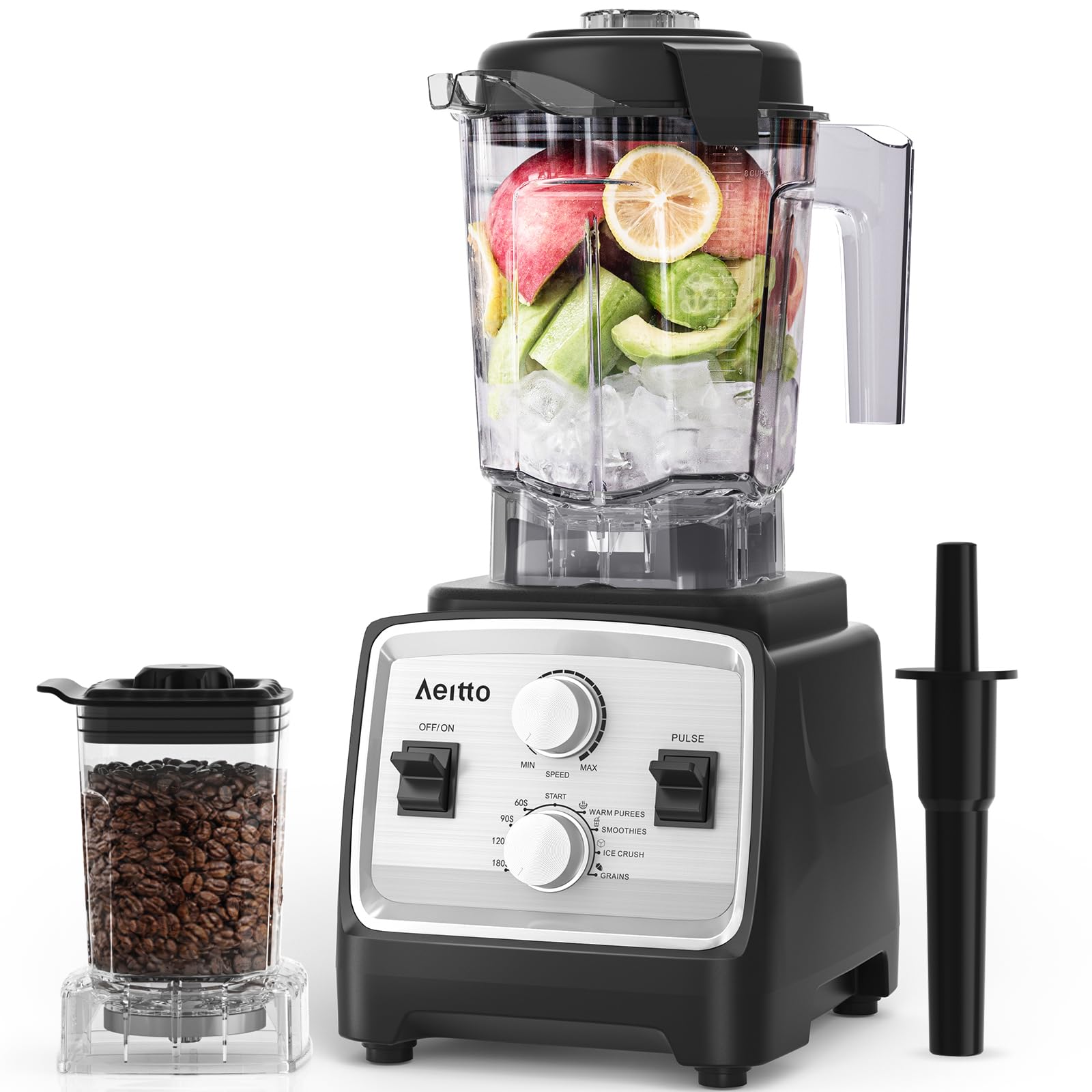 Aeitto 1800W power motor enables fast blending for smoothies.