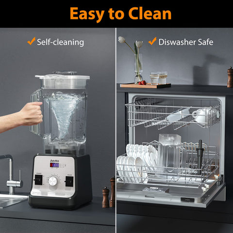 Aeitto Blender easy-clean design with dishwasher-safe jar.