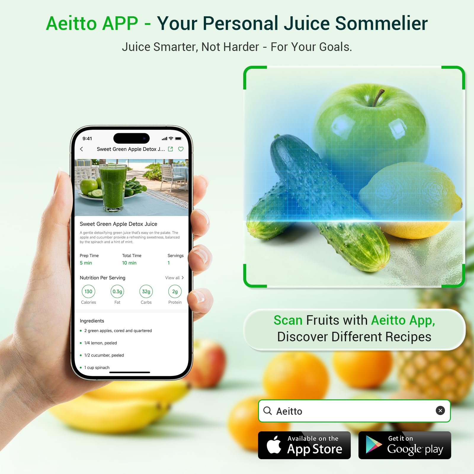 Aeitto juicer 50rpm slow cold-press technology preserves nutrients