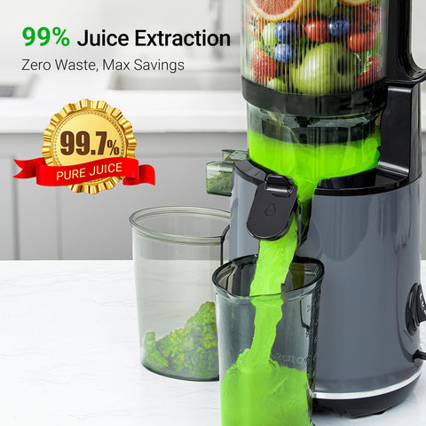 Aeitto juicer 58-inch mouth shows easy whole-fruit juicing capability