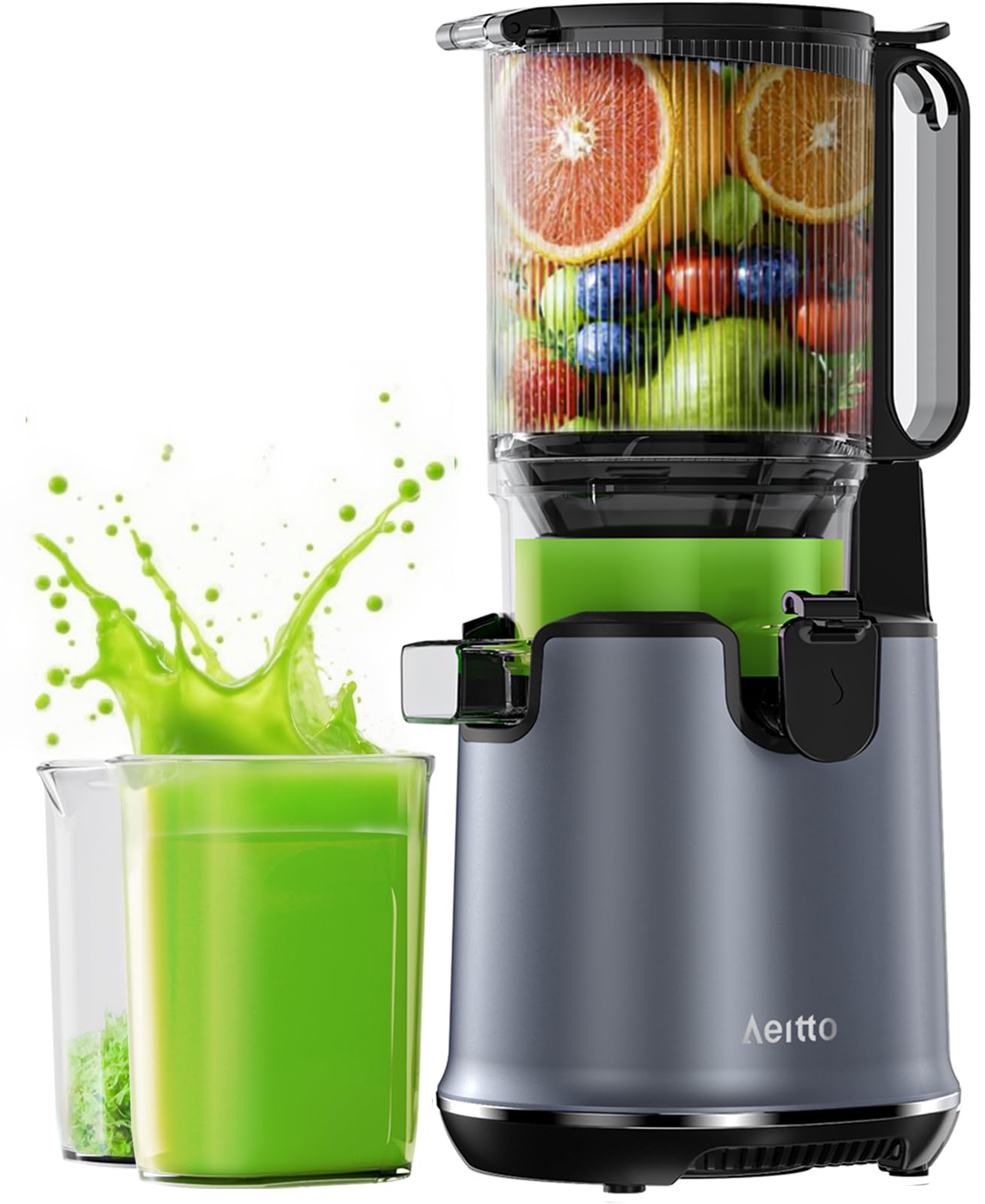 Aeitto juicer with 58-inch feed chute enabling whole-fruit juicing