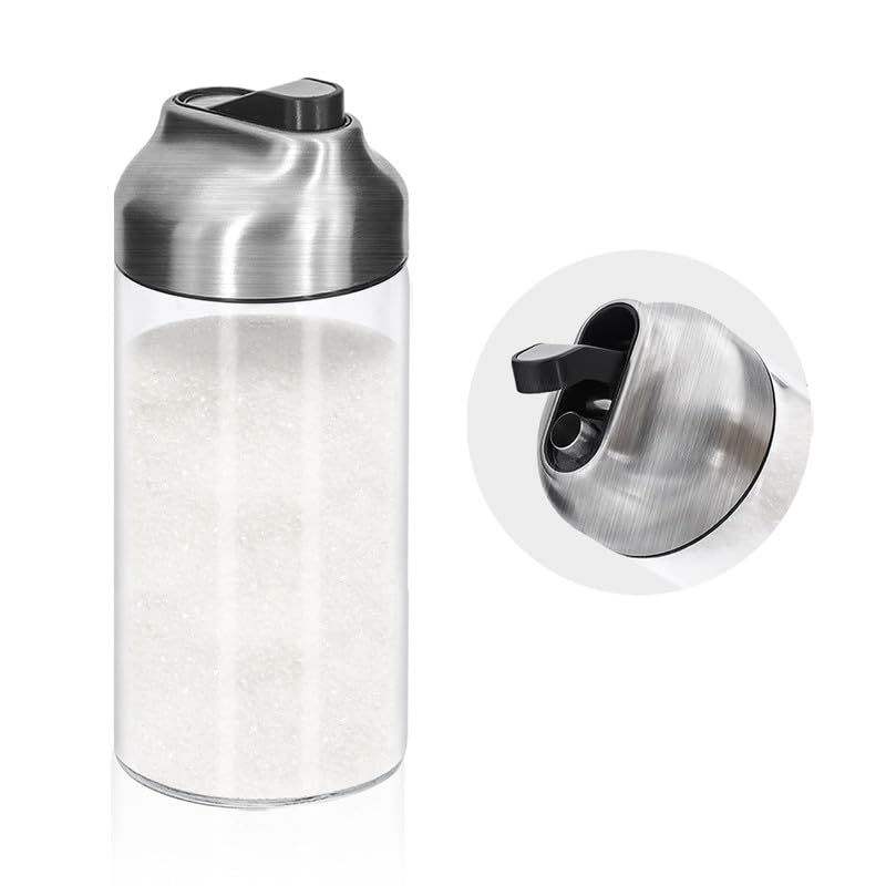 Aelga 12 oz glass sugar dispenser with pour spout for coffee and tea.