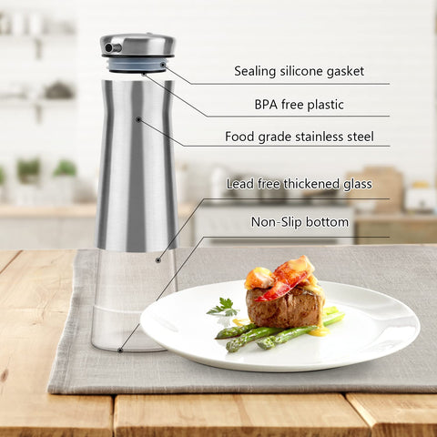 Aelga easy-clean oil cruet designed for quick rinsing after use